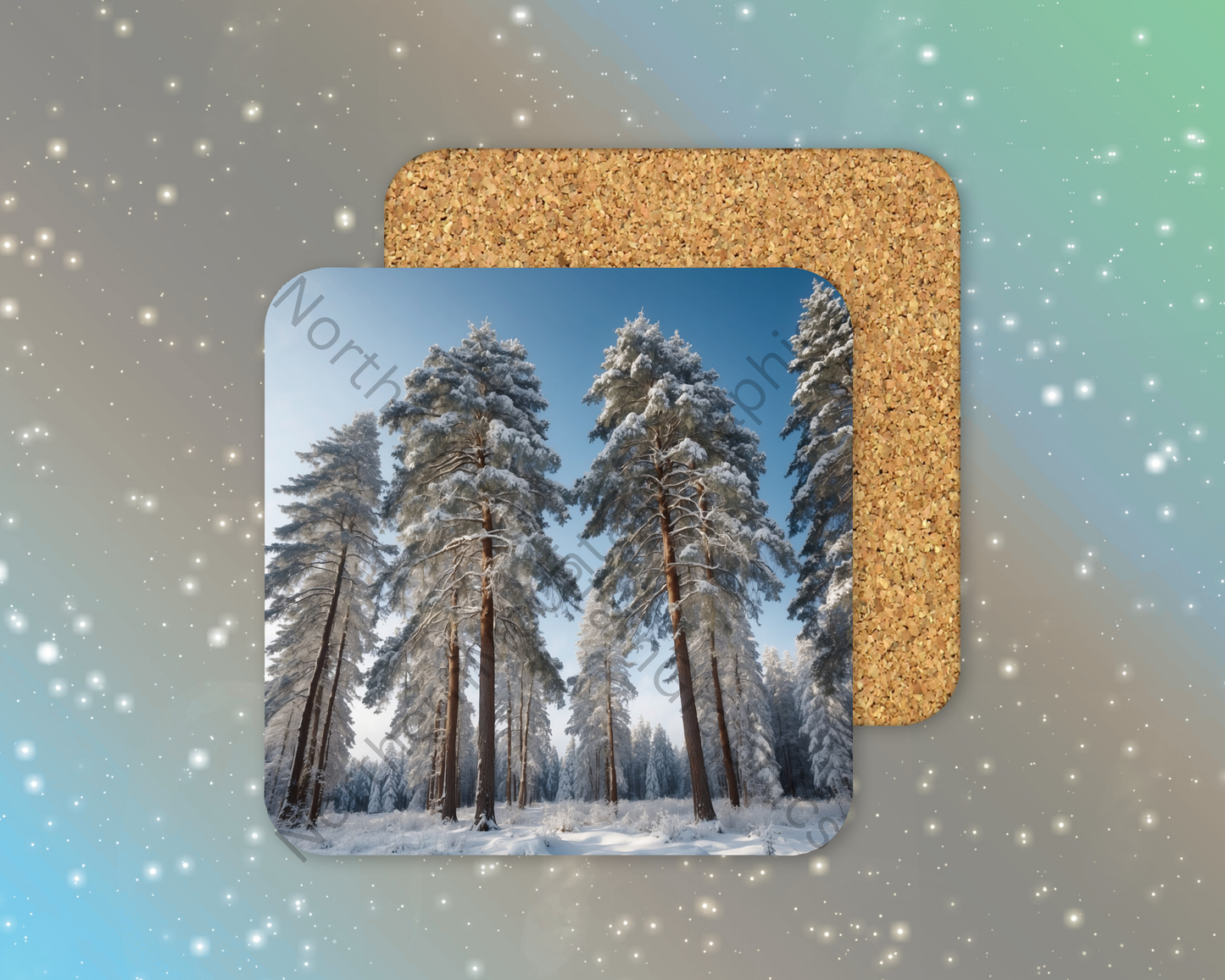 Sentinels of the Snow Winter Square Coaster