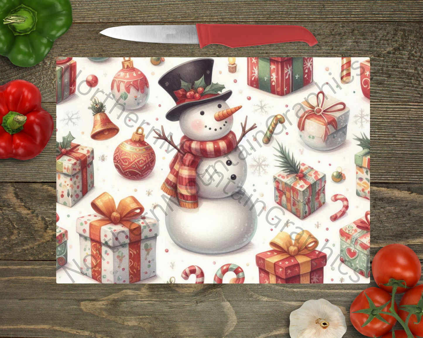 Glass Cutting Board Christmas