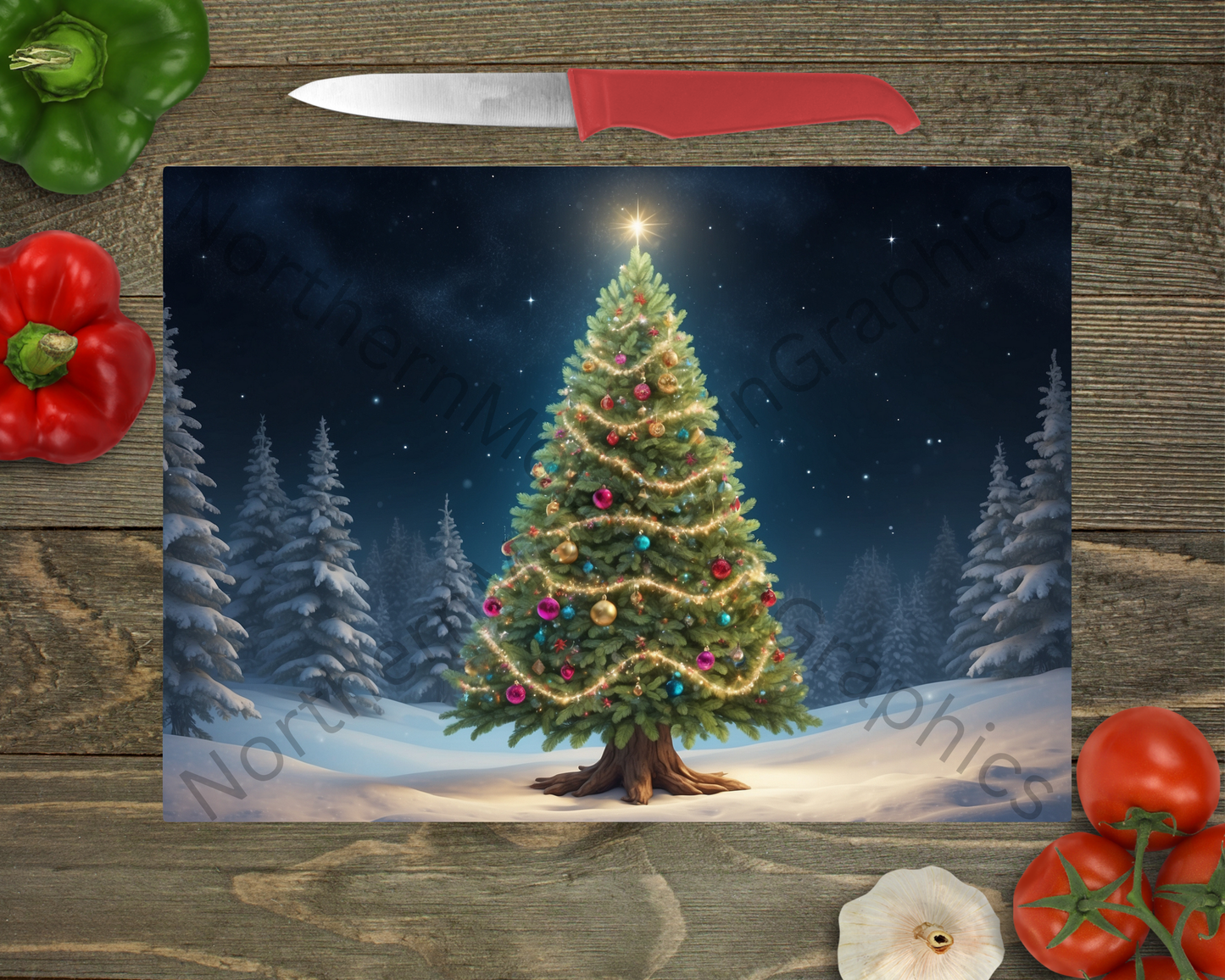 Glass Cutting Board Christmas