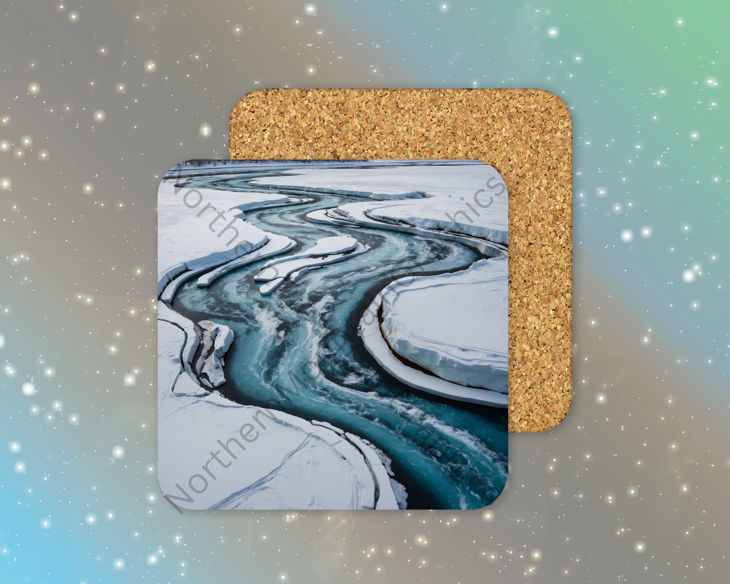 Frozen Veins of the Earth Winter Square Coaster