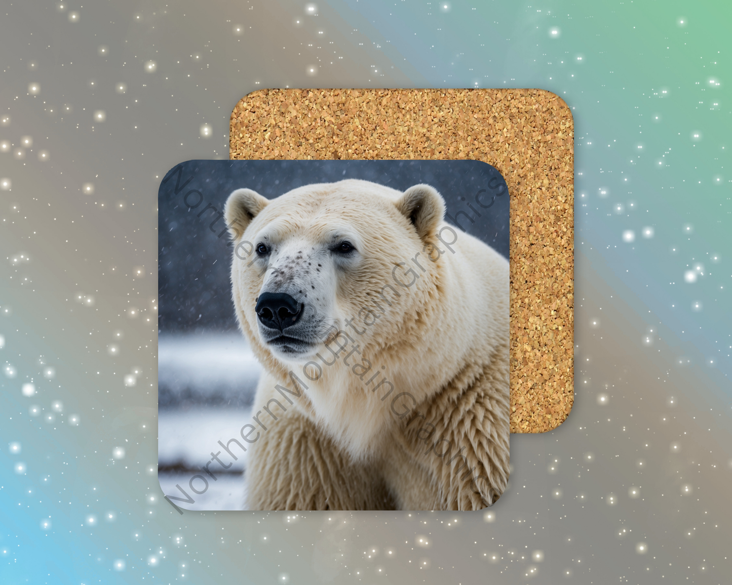 Guardian of the Arctic Polar Bear Winter Square Coaster