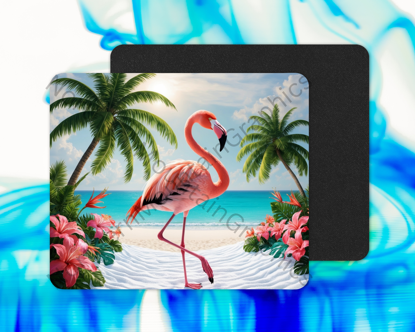 Tropical Flamingo Stroll Mouse Pad