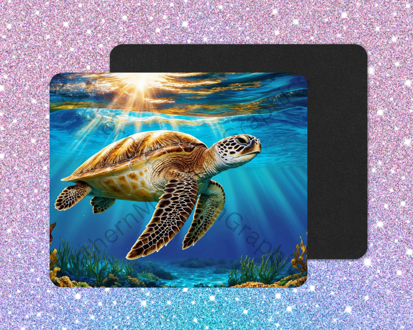 Sunlit Ocean Glide Sea Turtle Mouse Pad