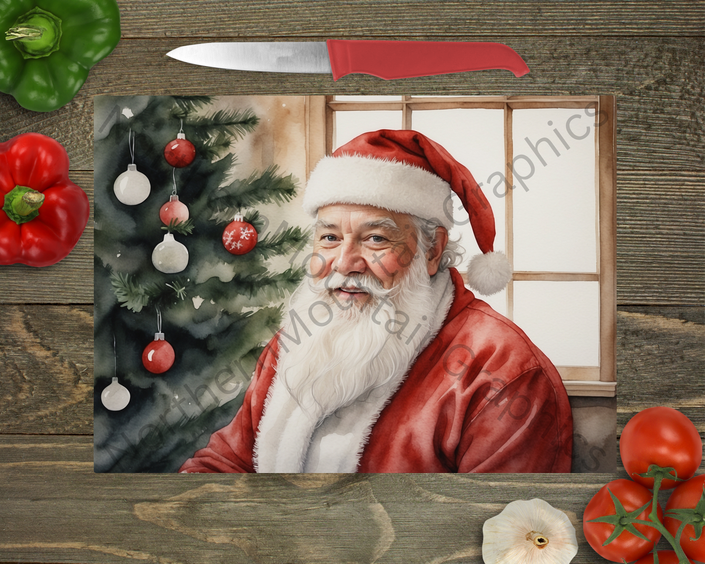 Glass Cutting Board Christmas