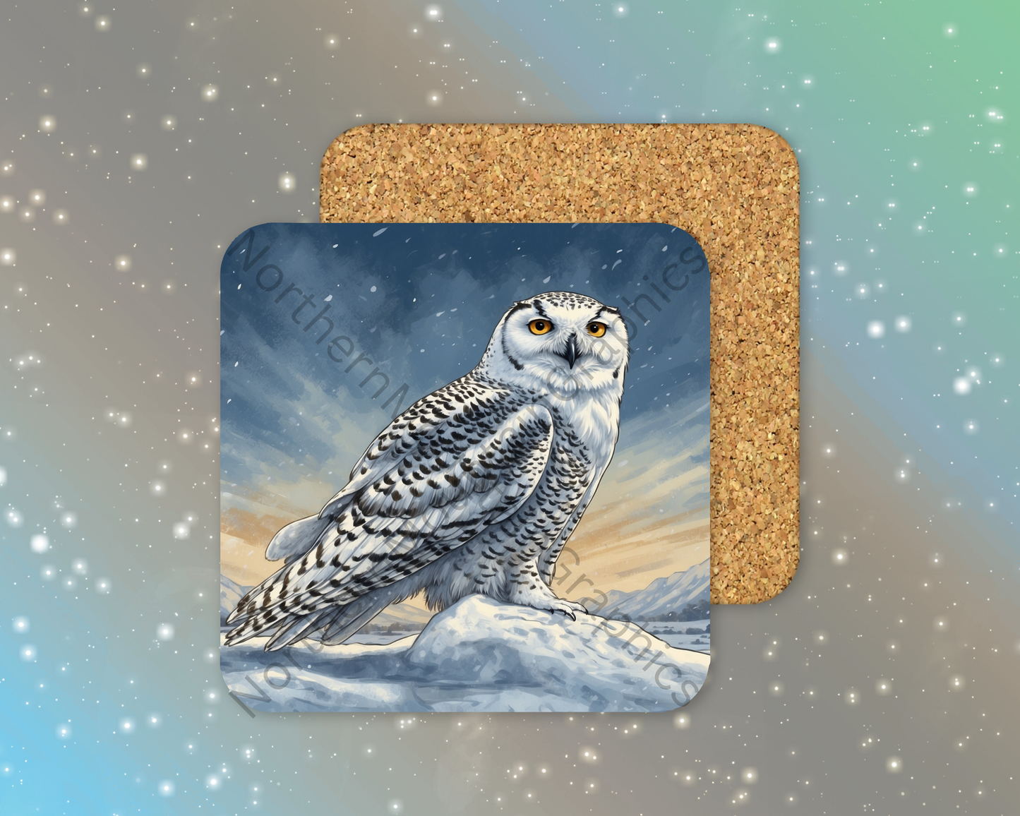 Emperor of the Snowfields Owl Winter Square Coaster