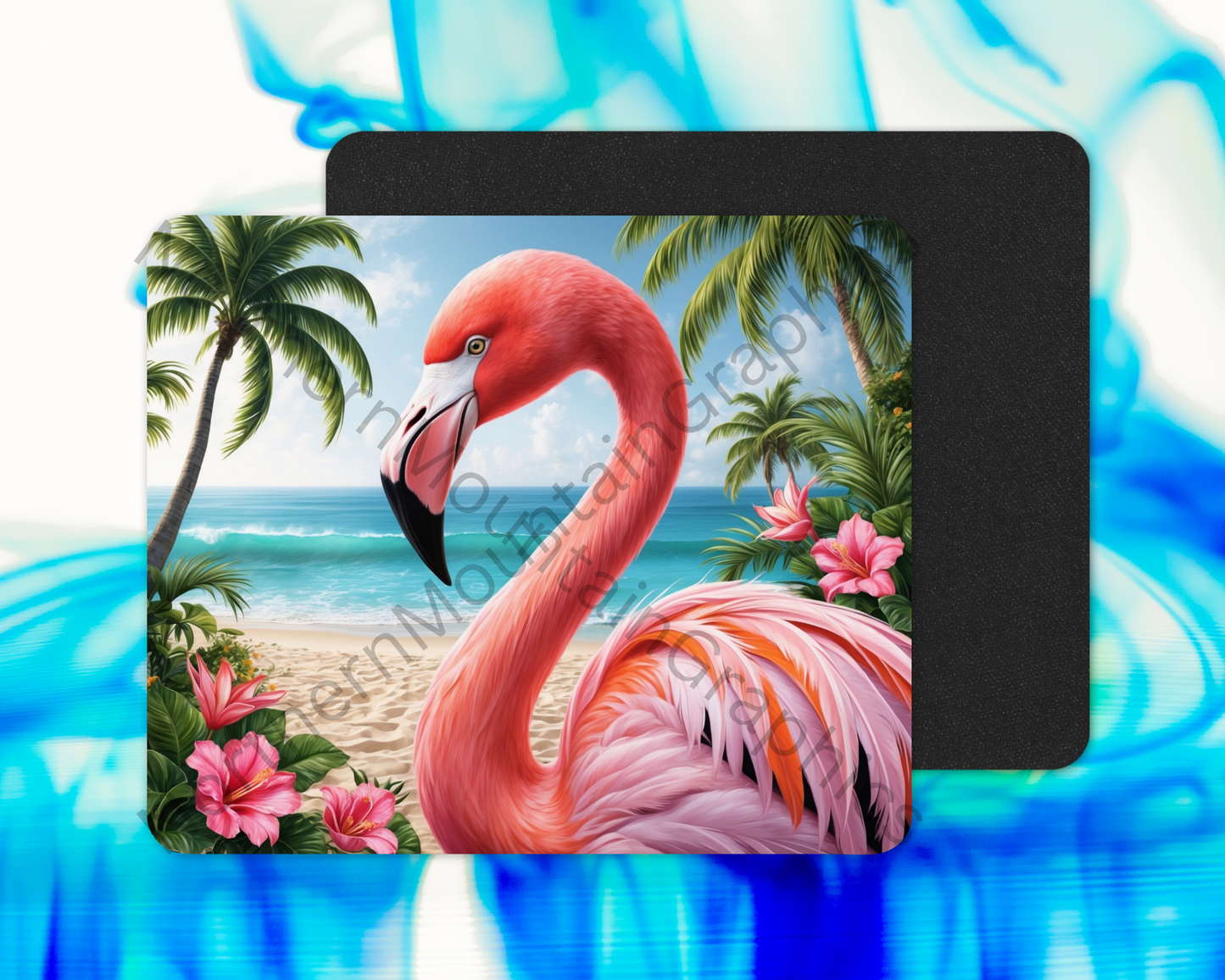 Beachside Flamingo Close-Up Mouse Pad