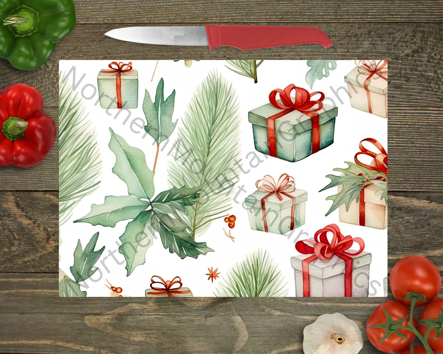 Glass Cutting Board Christmas