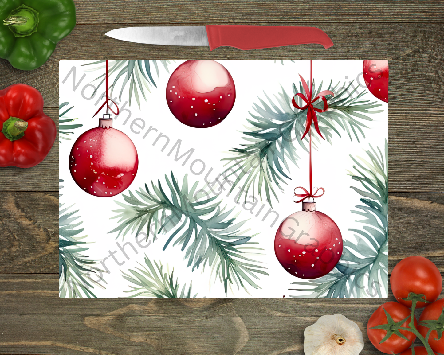 Glass Cutting Board Christmas