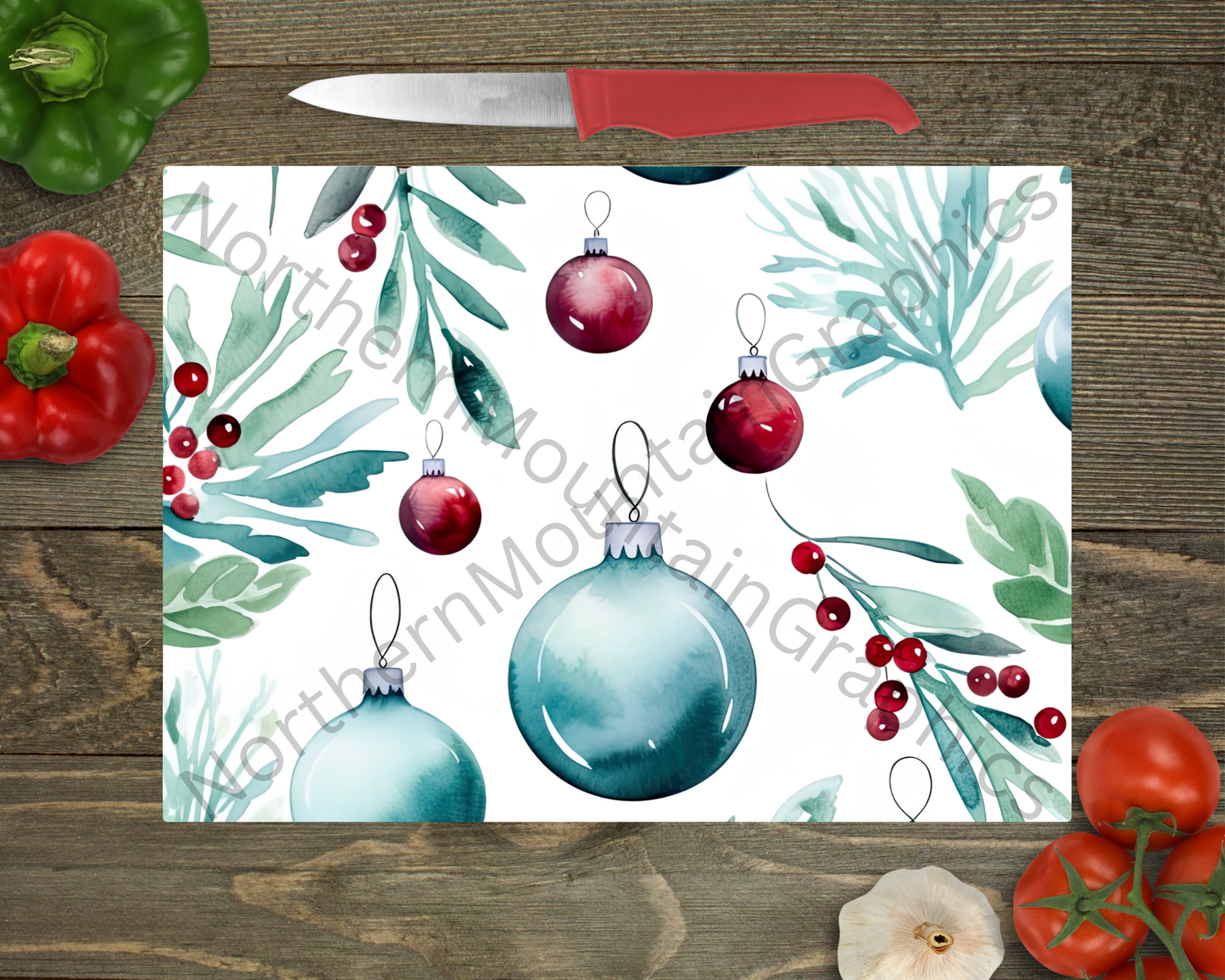 Glass Cutting Board Christmas