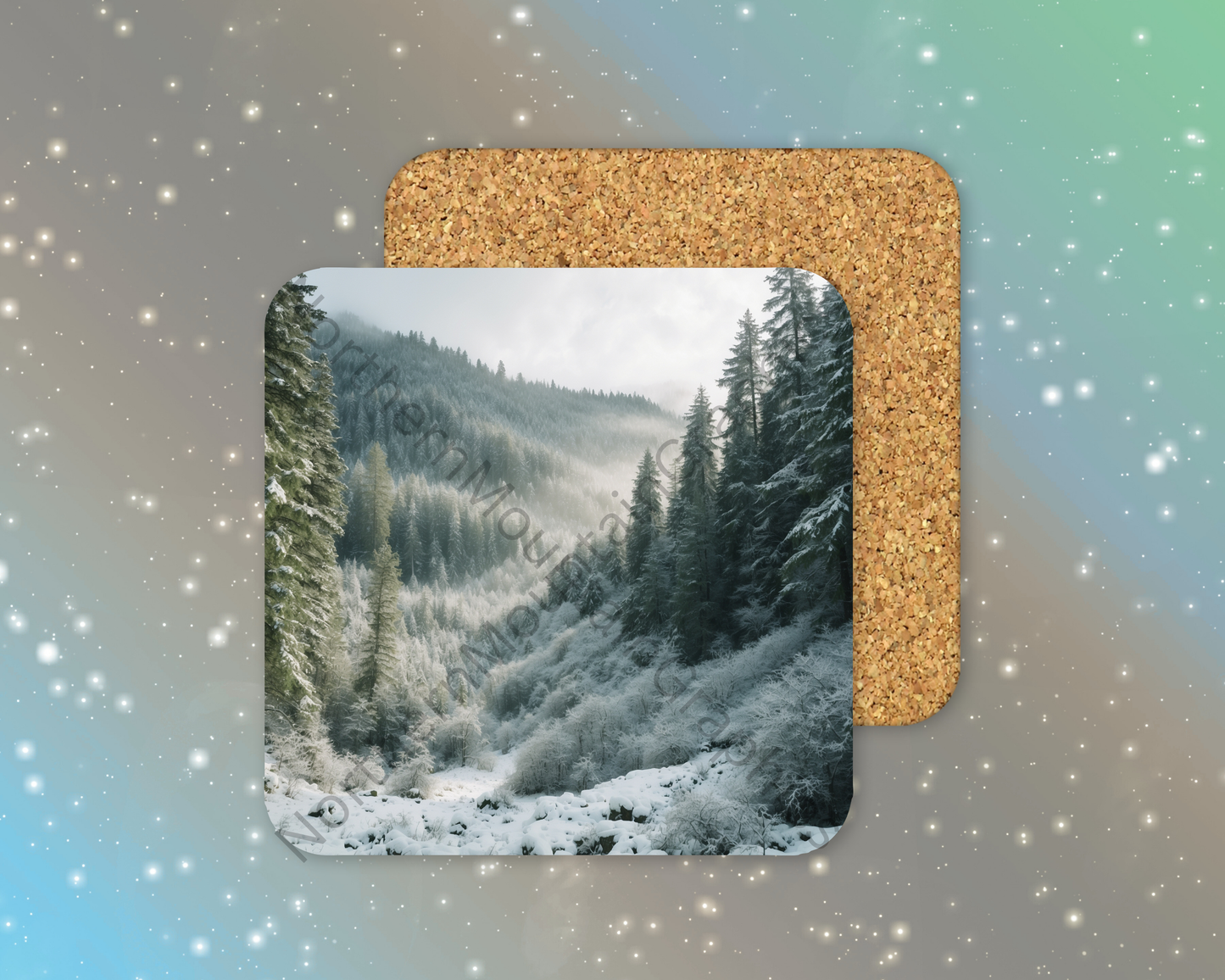 Echoes of the Frosted Pines Winter Square Coaster