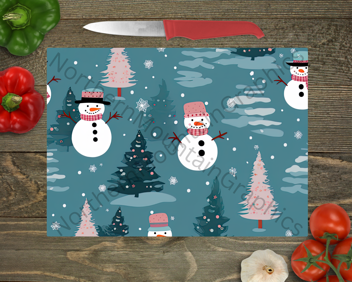 Glass Cutting Board Christmas