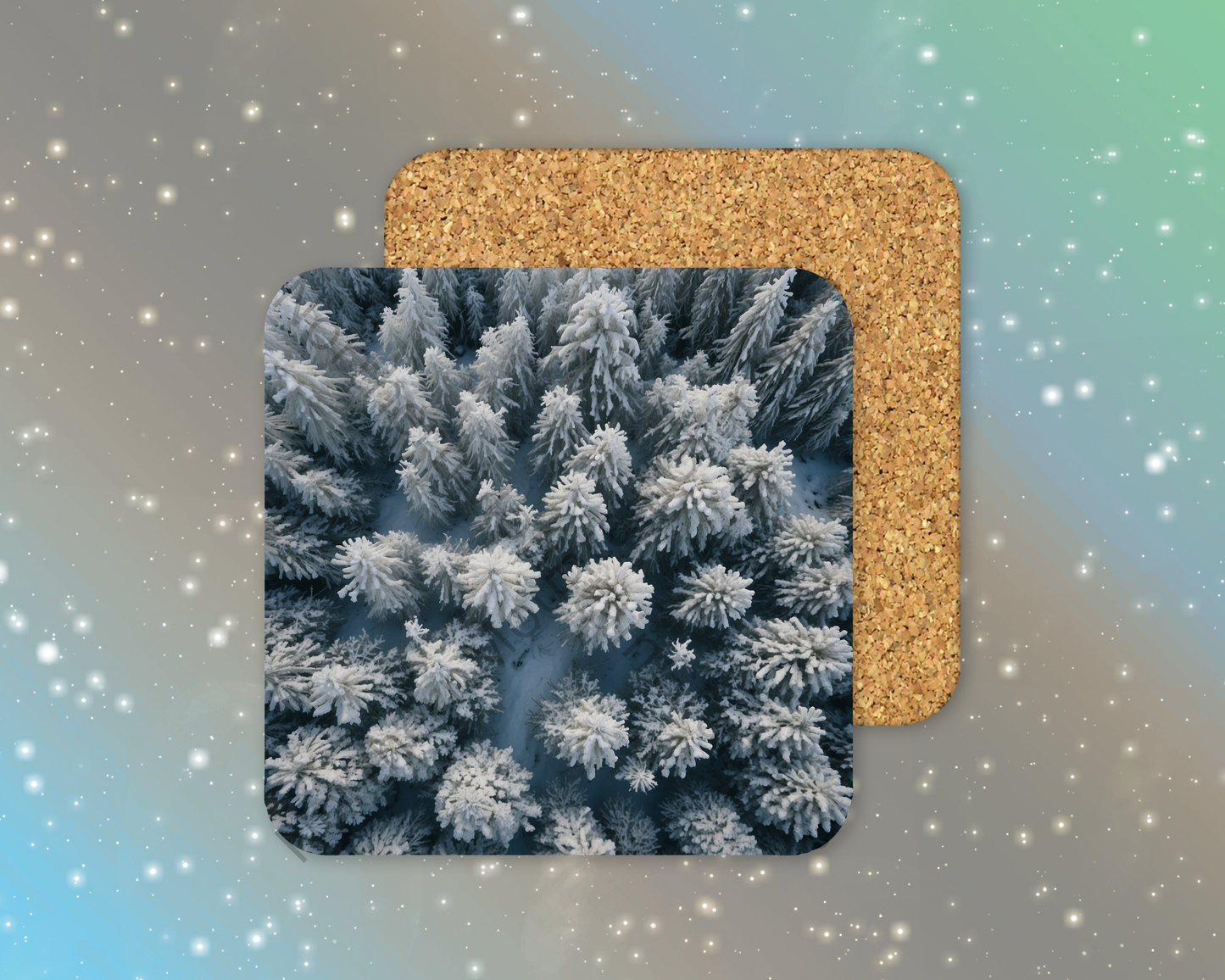 Frozen Forest Canopy Winter Square Coaster