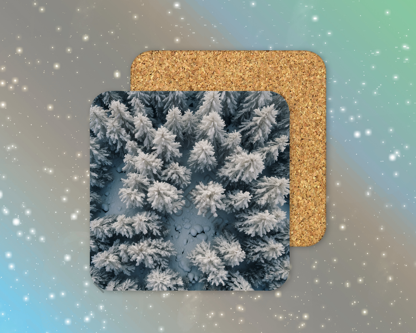 Crown of Winter Pines Winter Square Coaster