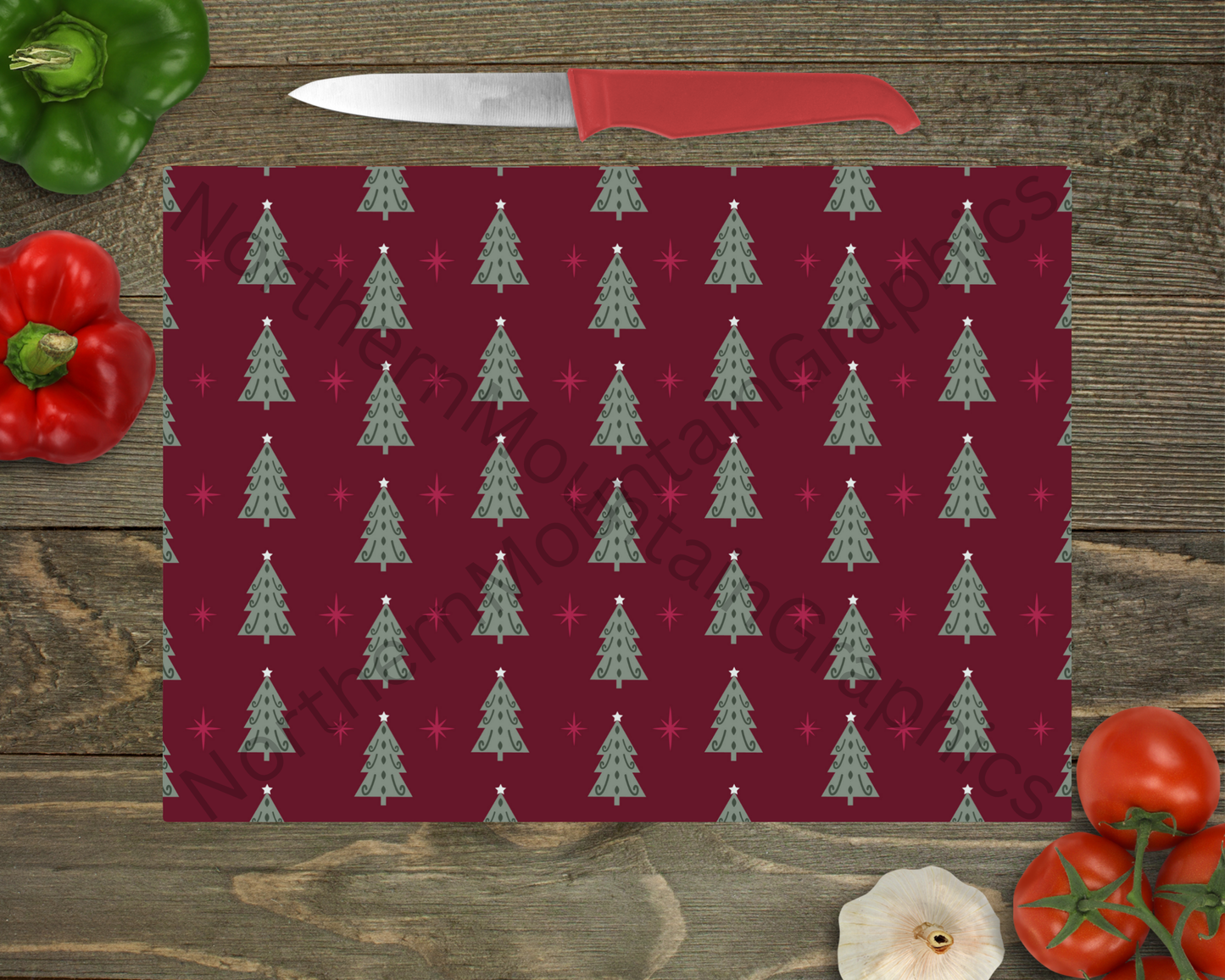 Glass Cutting Board Christmas