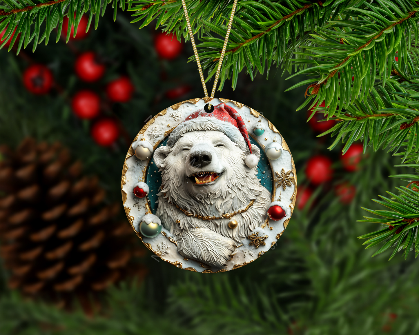 Smiling Polar Bear Christmas Christmas Ornament