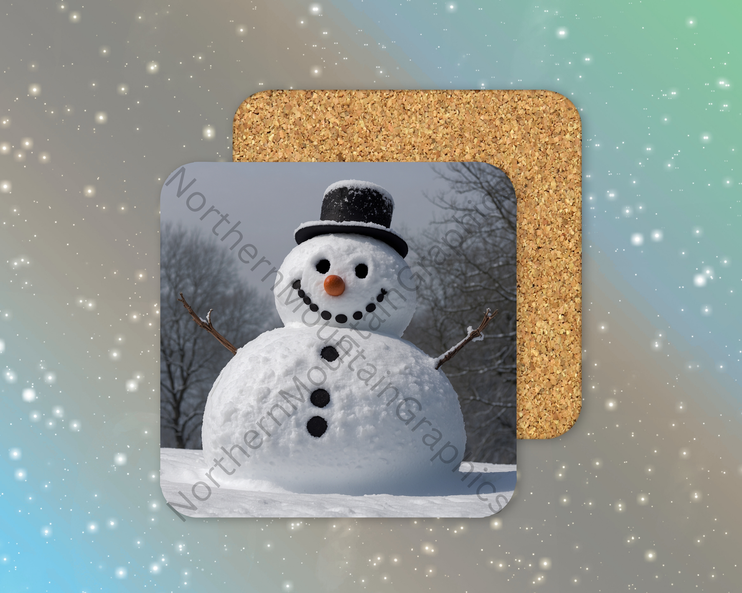 Classic Frosty Snowman Winter Square Coaster