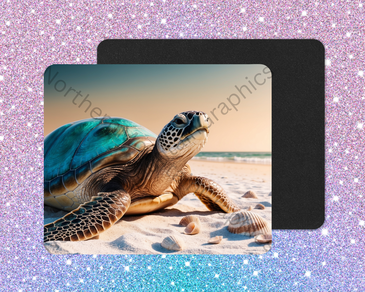Shimmering Coral Voyage Sea Turtle Mouse Pad