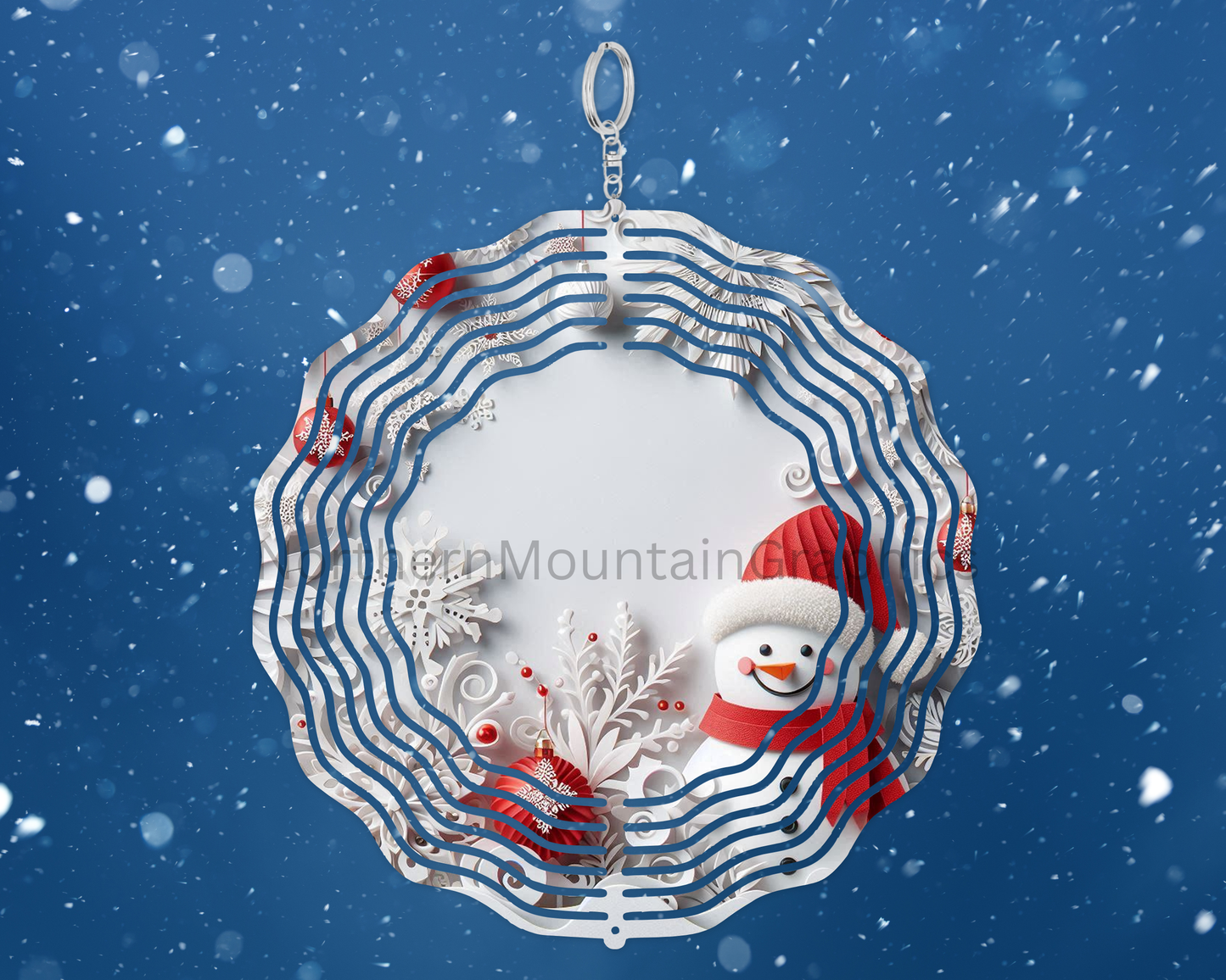 Snowy Smiling Snowman Wind Spinner