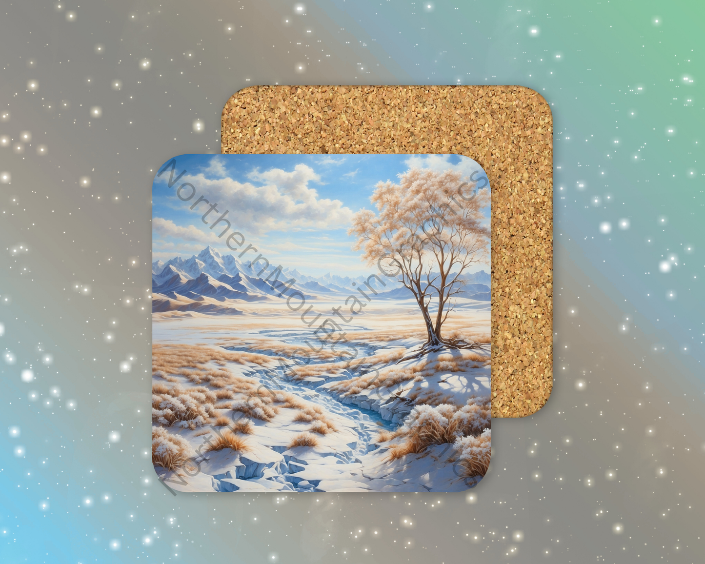 Winter River Basin Winter Square Coaster