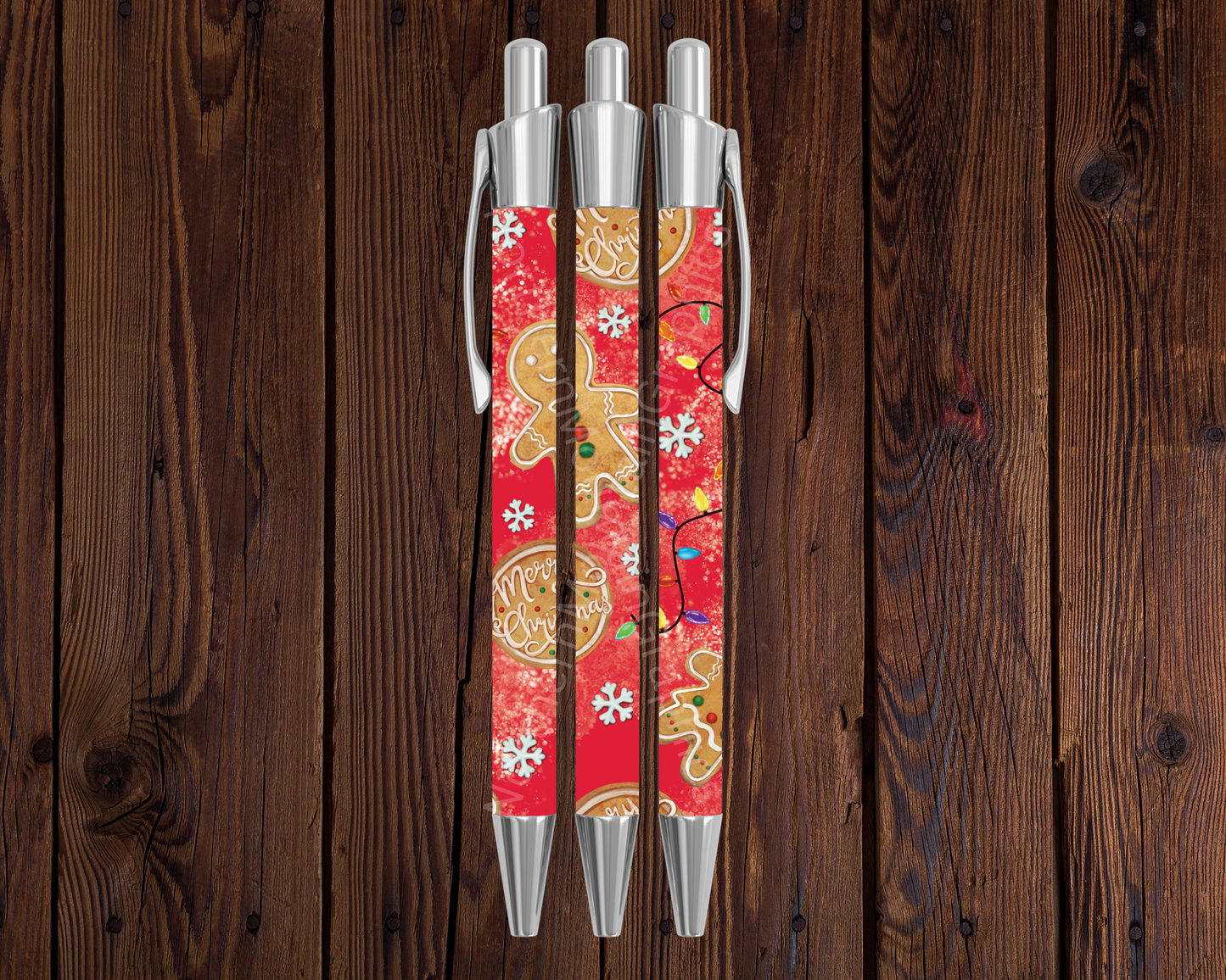 Red Gingerbread Sparkle Christmas Pen