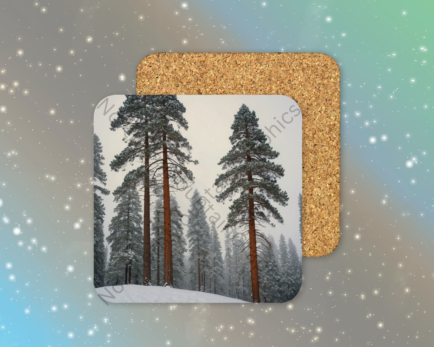 Frosted Woodland Giants Winter Square Coaster