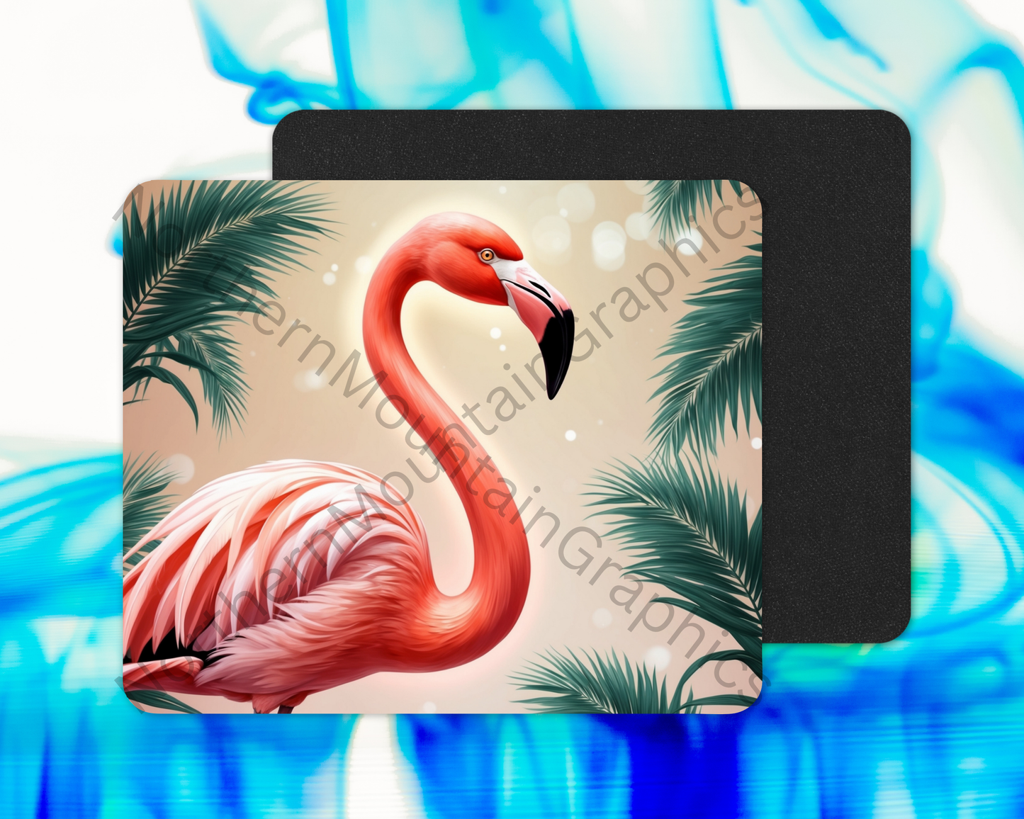 Palm Framed Flamingo Mouse Pad