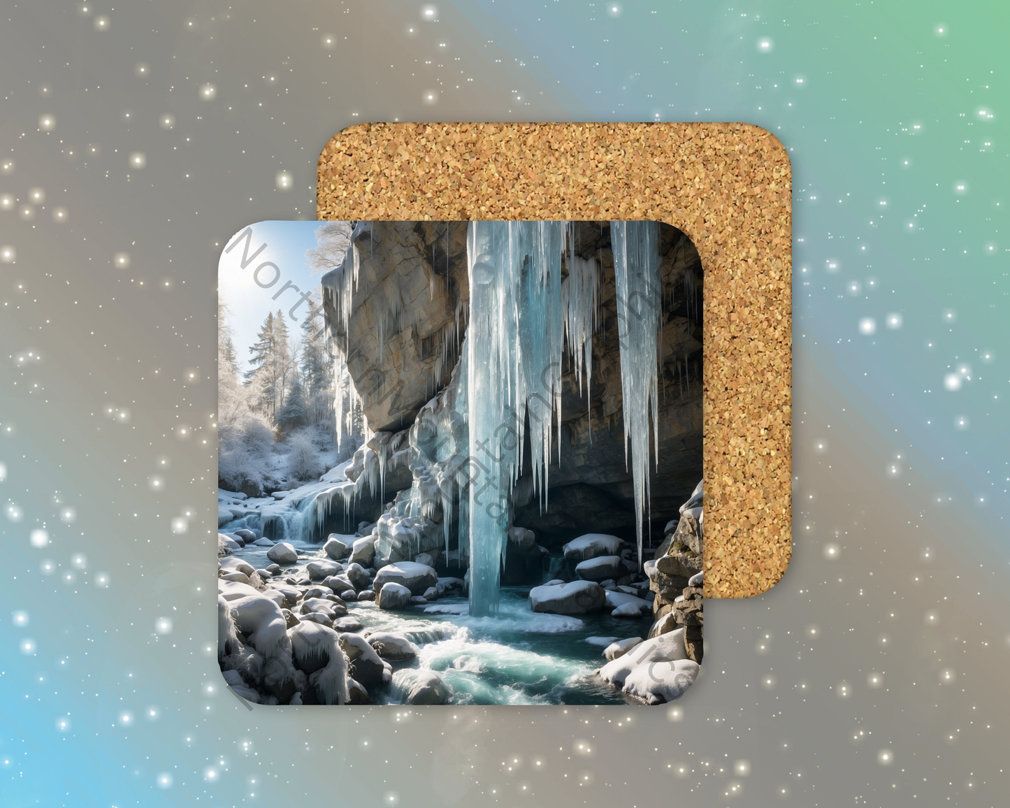 Icy Rocks Winter Square Coaster