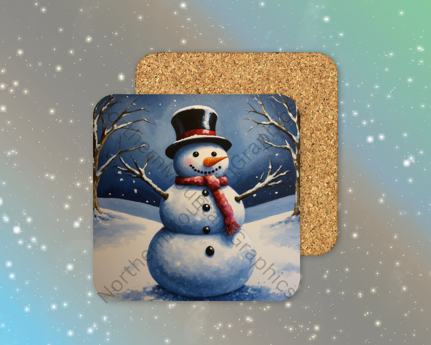 Happy Snowman Winter Square Coaster