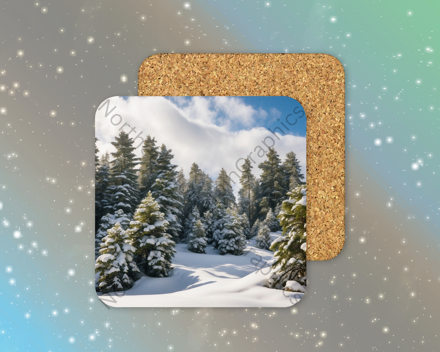 Snow-Covered Pine Forest Winter Square Coaster