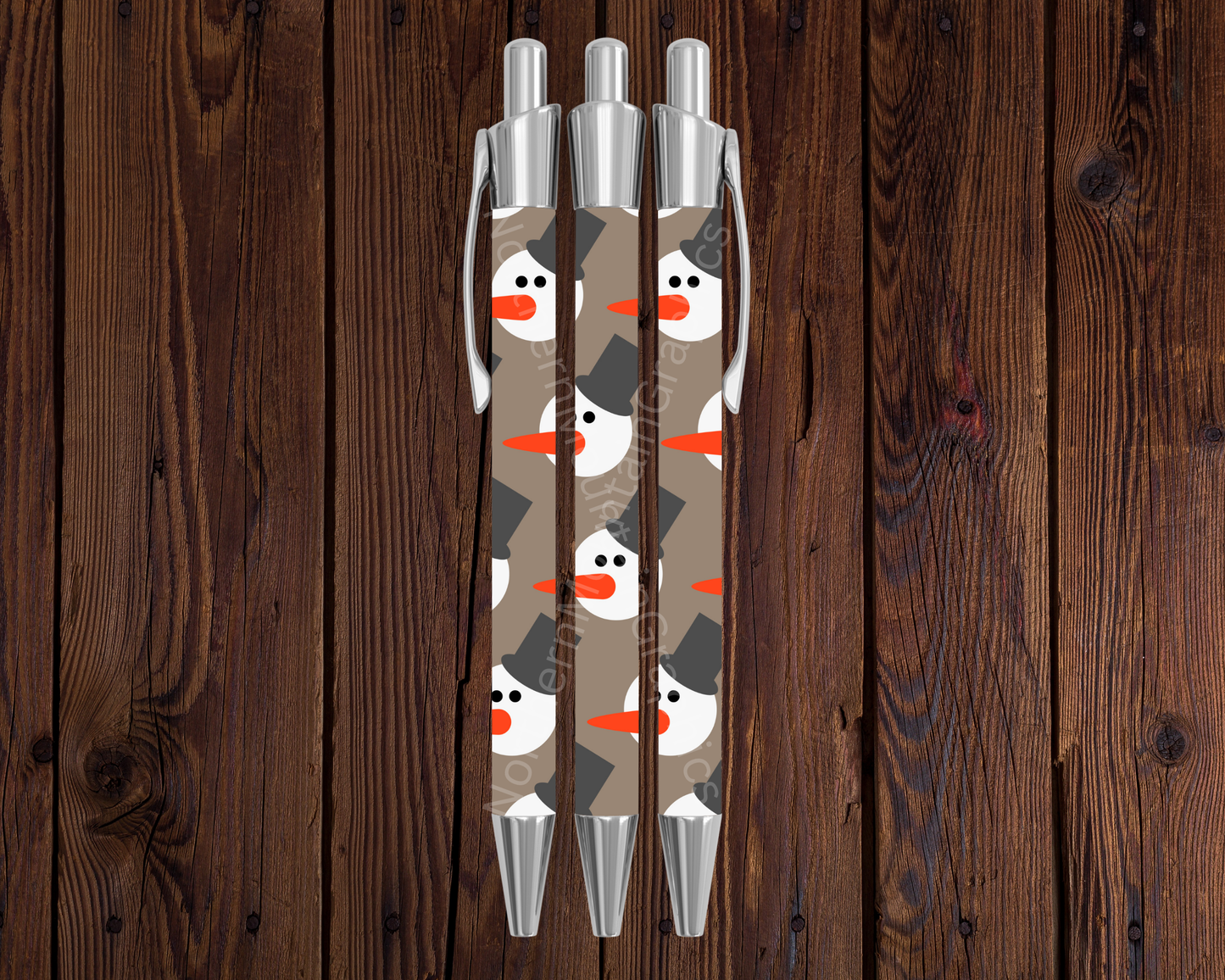 Snowman Faces Pattern Christmas Pen