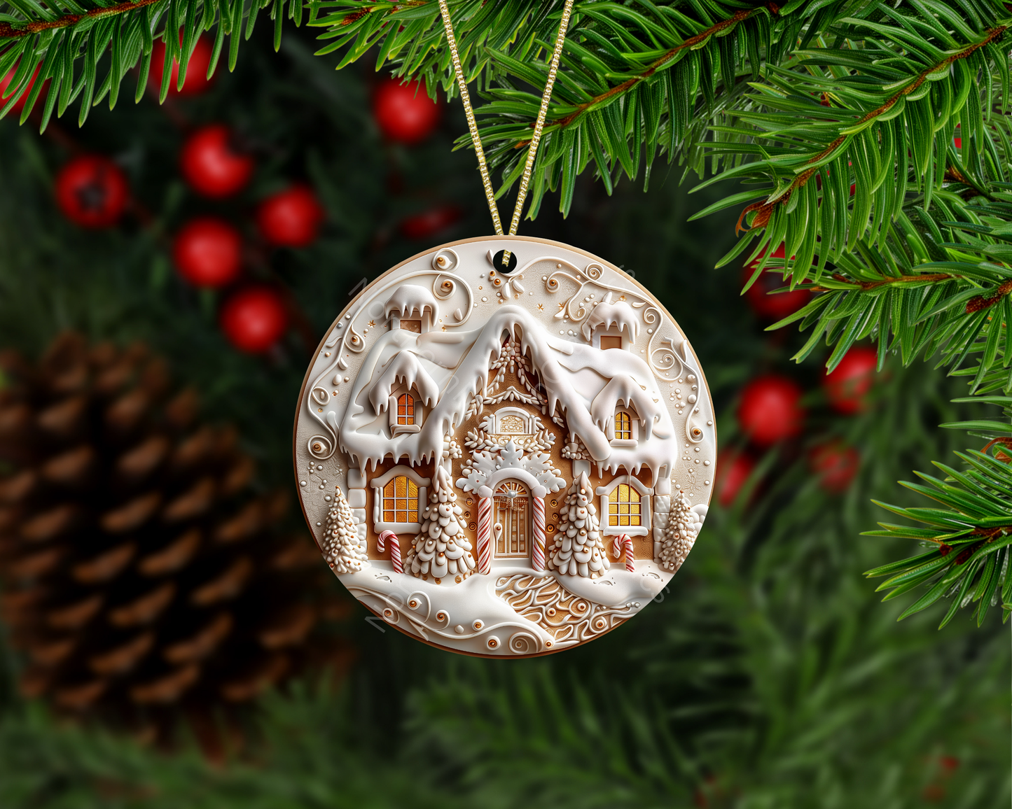 Gingerbread Dream Cottage Christmas Ornament
