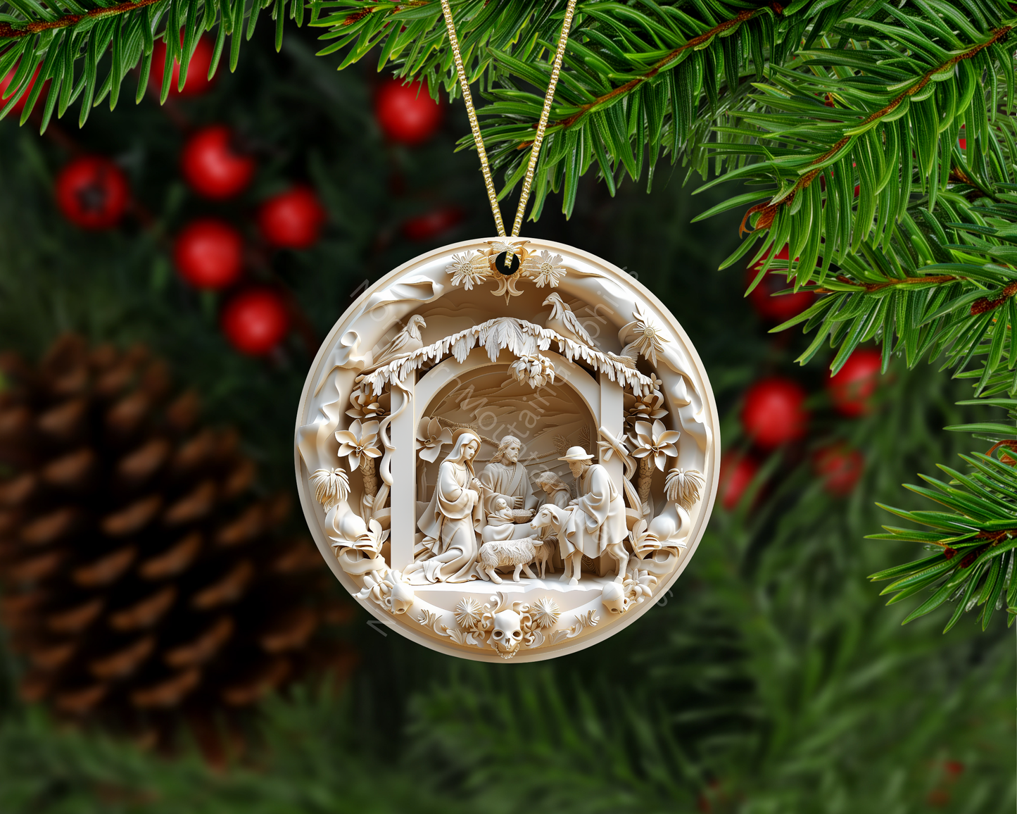 Sacred Nativity Scene Christmas Ornament