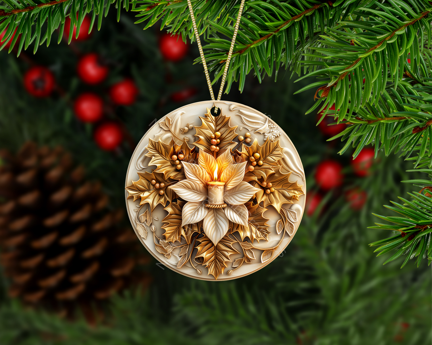 Golden Holiday Glow Christmas Ornament
