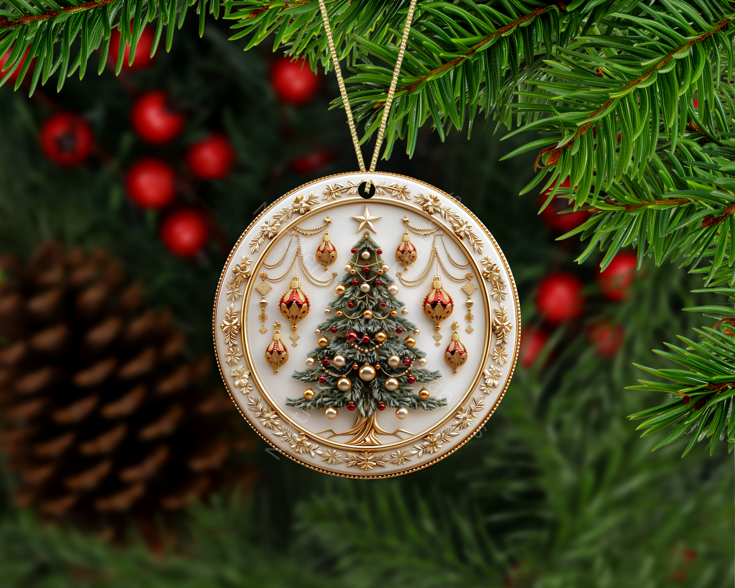 Golden Noel Elegance Christmas Ornament