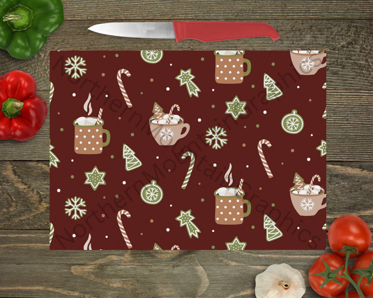 Glass Cutting Board Christmas
