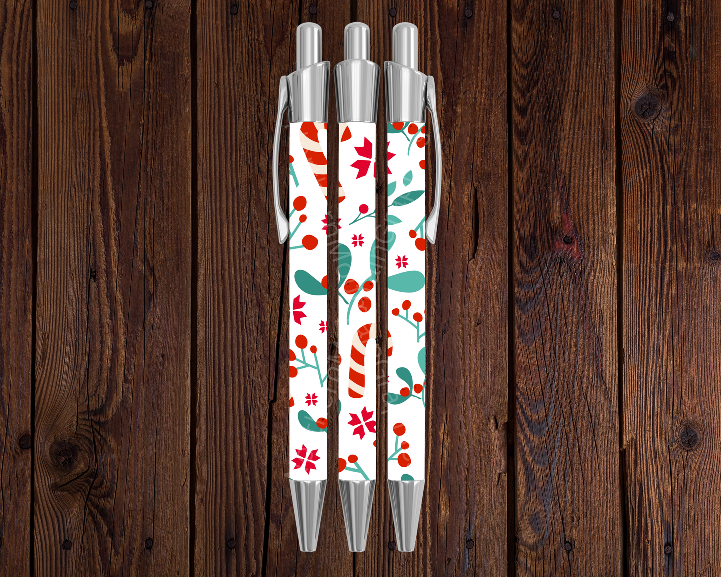 Candy Cane Berries Pattern Christmas Pen