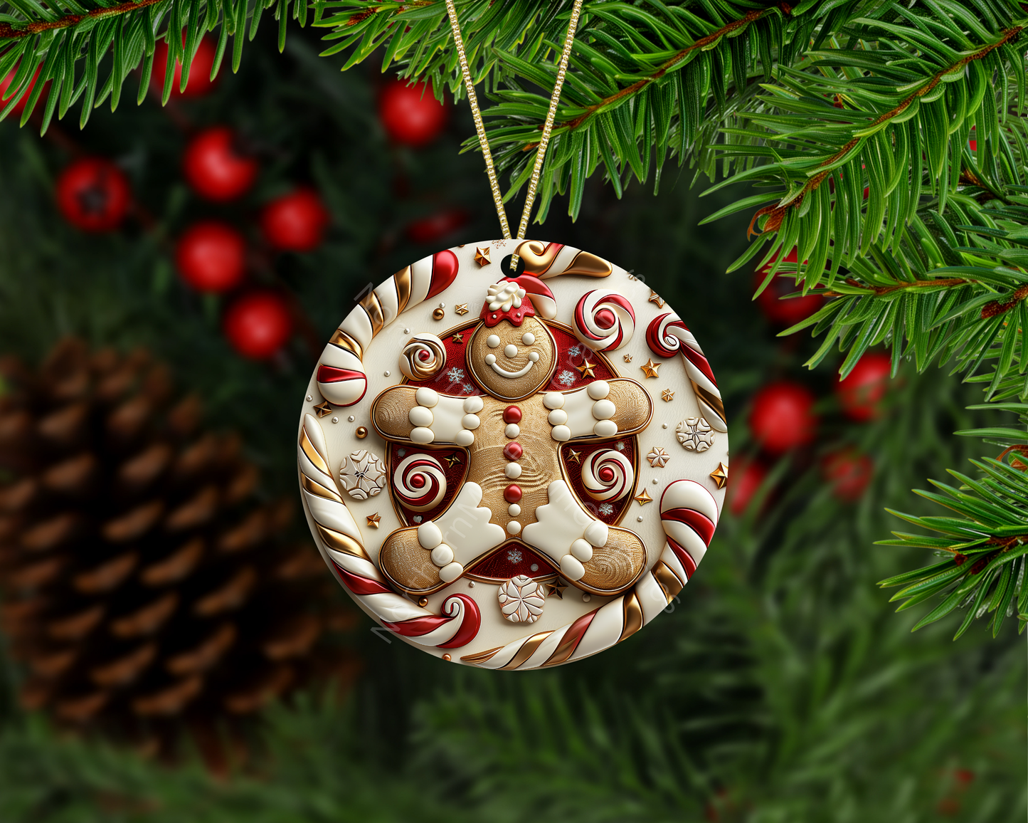 Candy Cane Gingerbread Dream Christmas Ornament