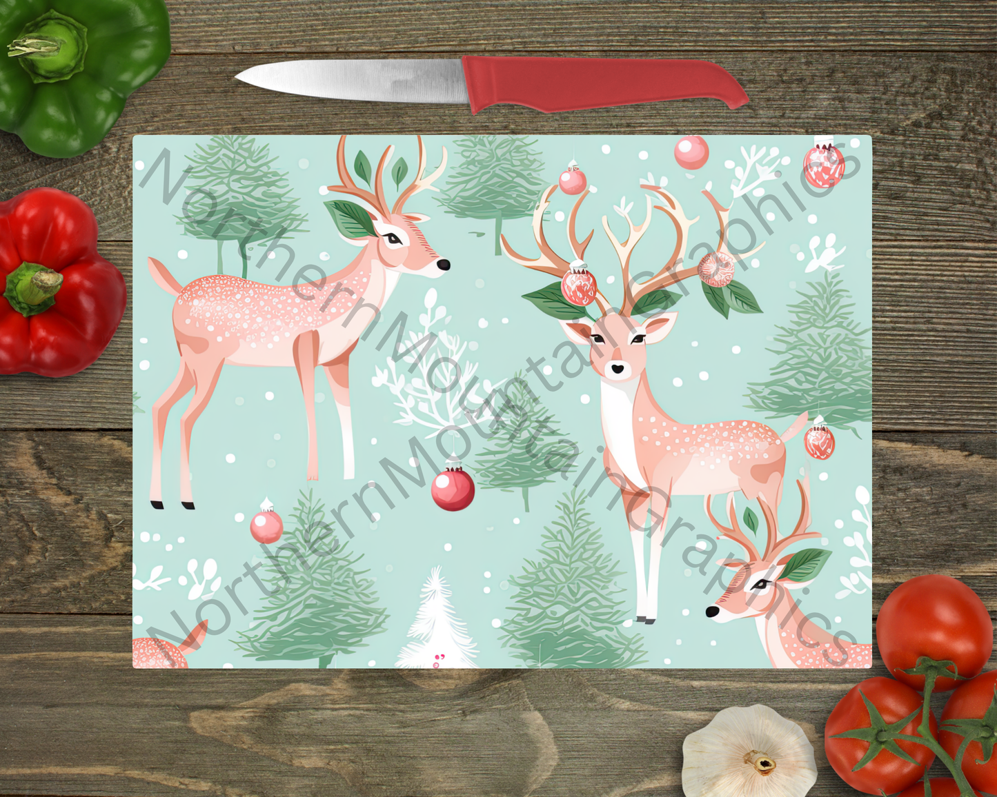 Glass Cutting Board Christmas