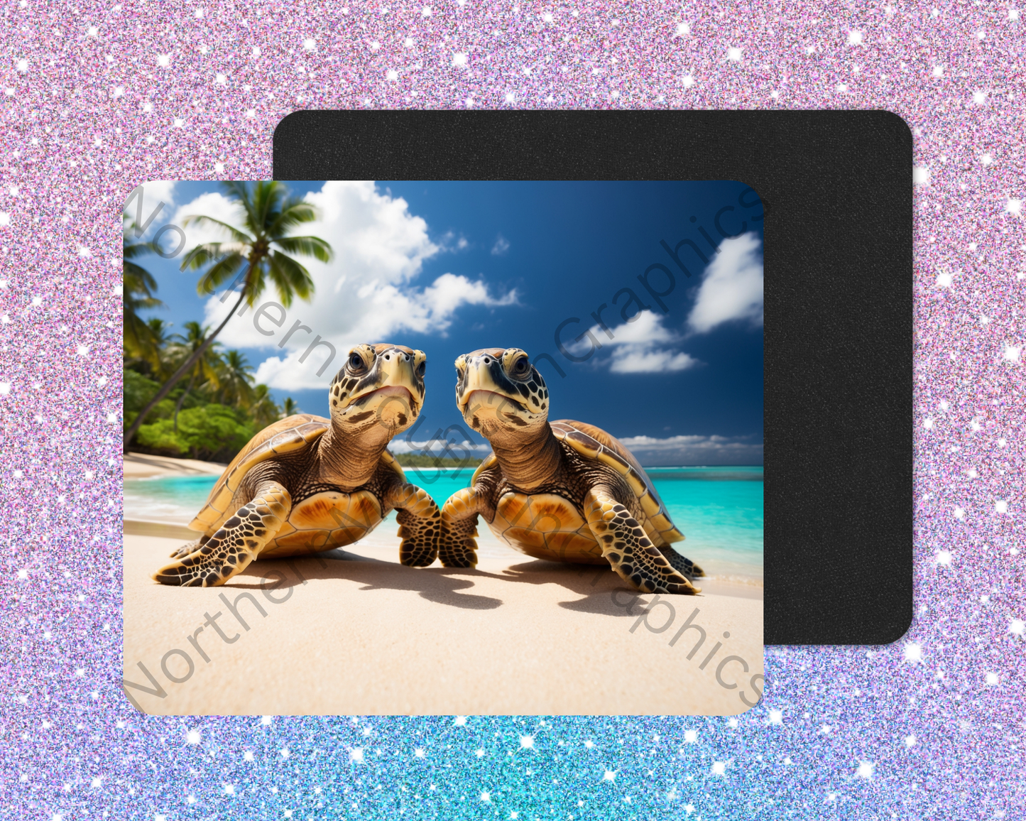 Twin Sea Turtles Exploring Mouse Pad