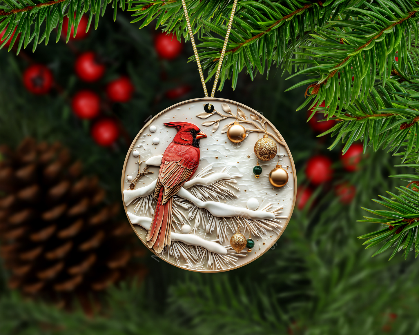 Red Cardinal Winter Christmas Ornament