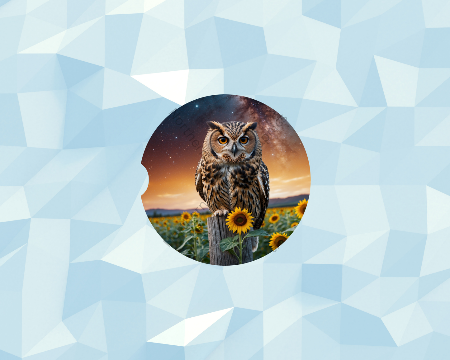 Sunflower Twilight Owl Car Coaster