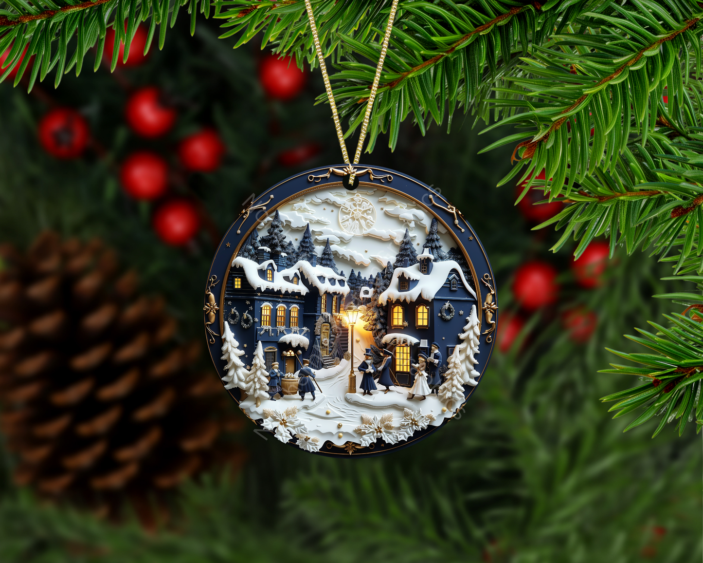 Victorian Winter Village Carolers Christmas Ornament