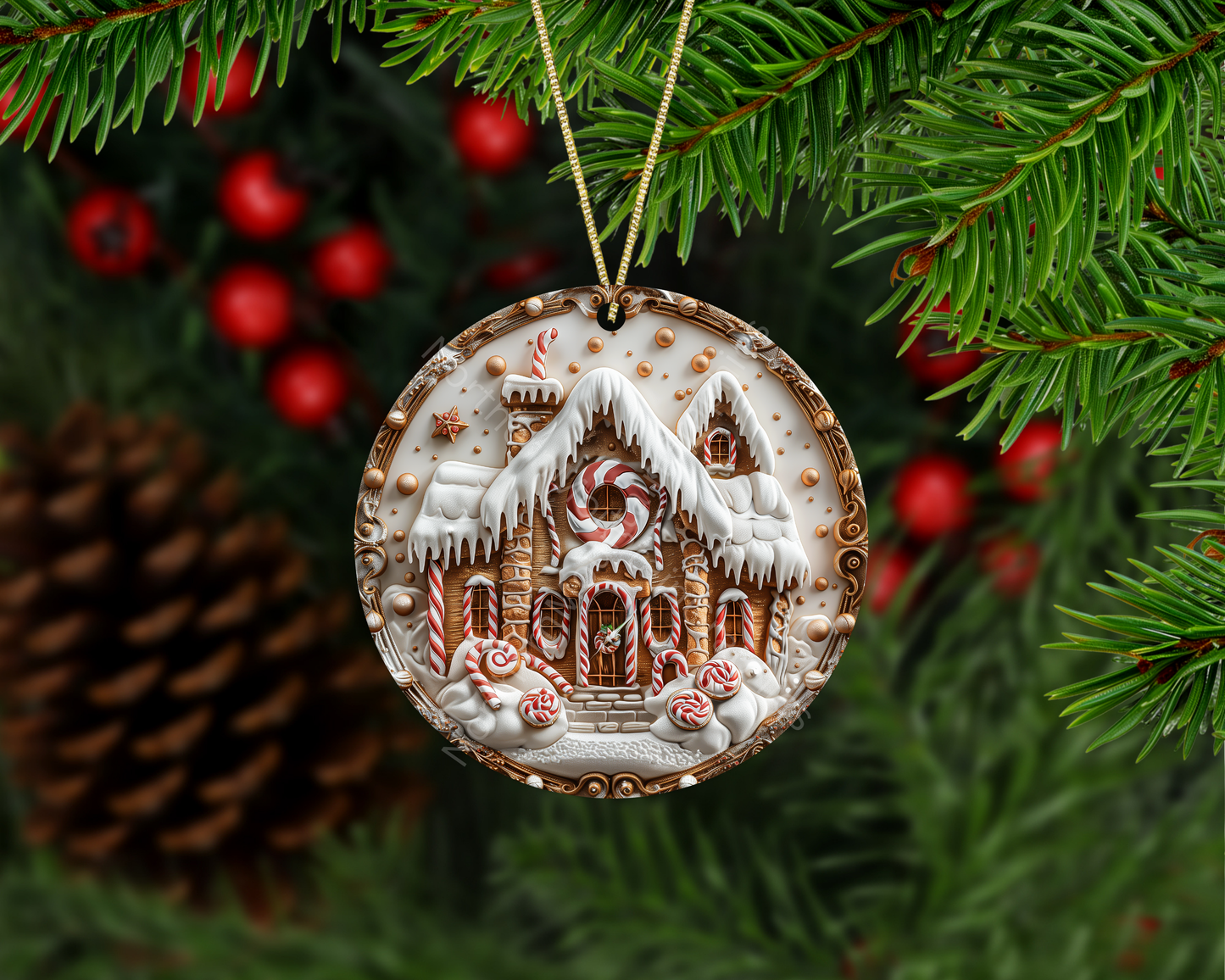 Peppermint Dream Gingerbread Christmas Ornament