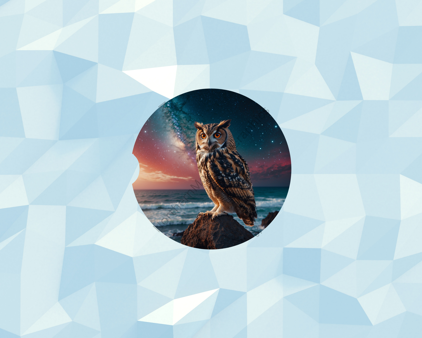 Starlit Ocean Owl Car Coaster