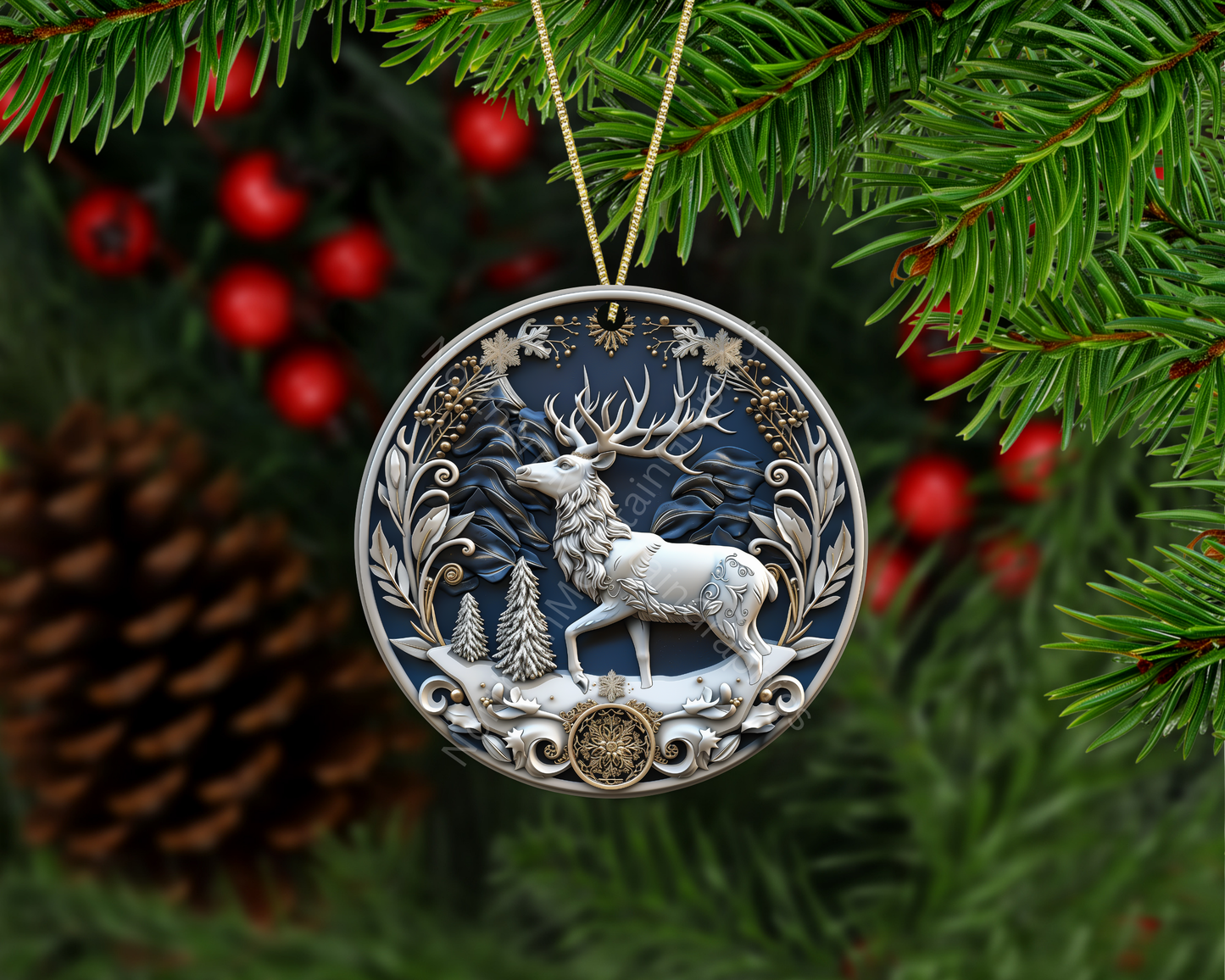 Moonlit Reindeer Majesty Christmas Ornament