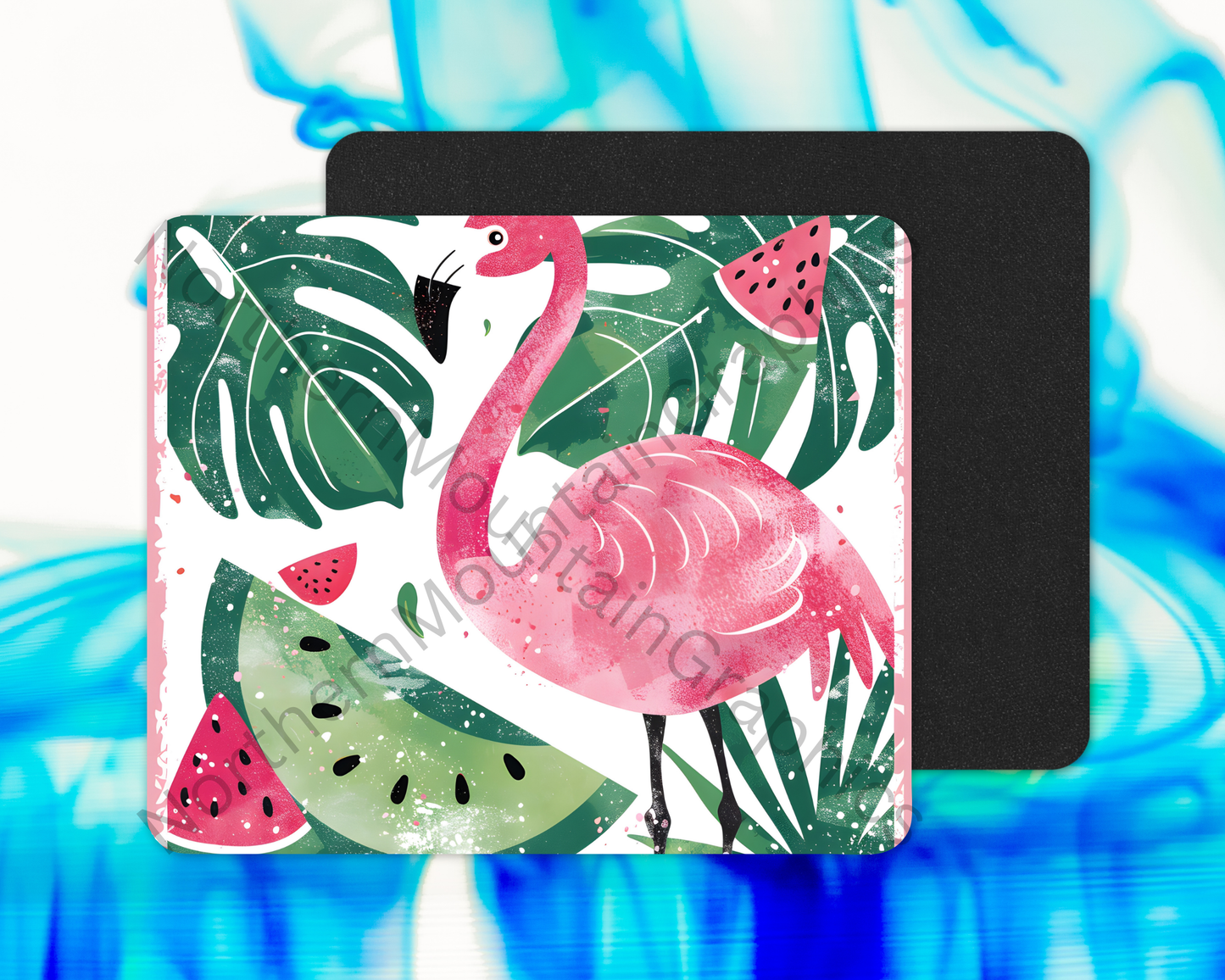 Watermelon Summer Flamingo Mouse Pad