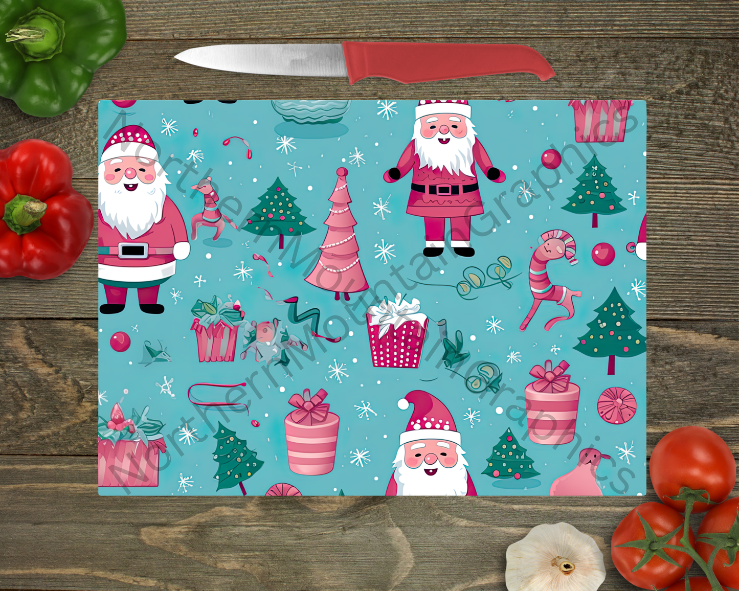 Glass Cutting Board Christmas