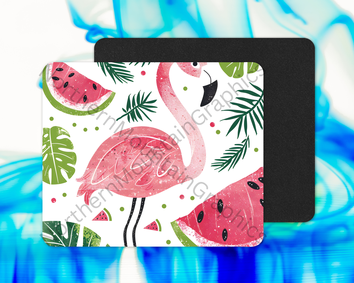 Watermelon Party Flamingo Mouse Pad