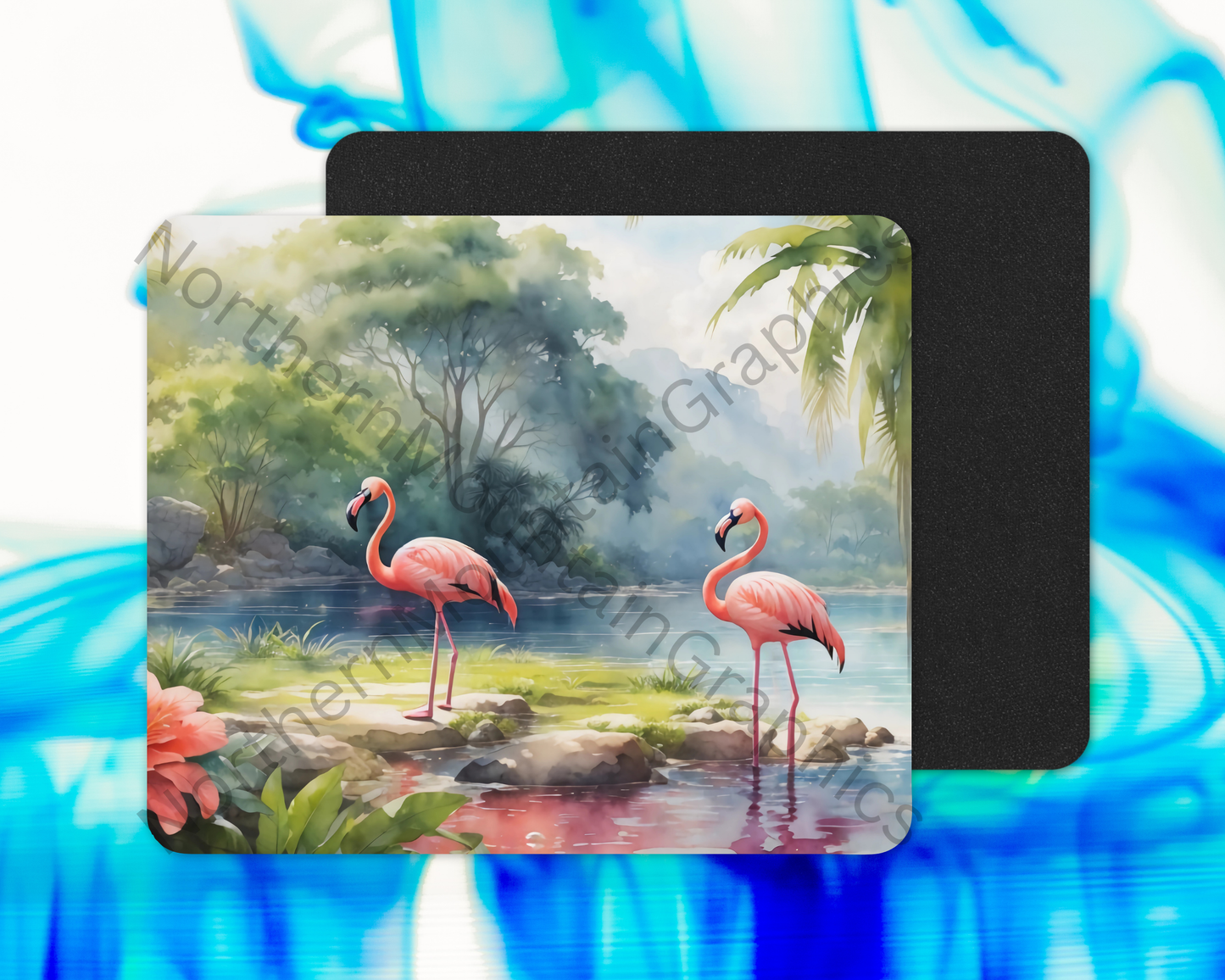 Sunlit Flamingo Pair Mouse Pad