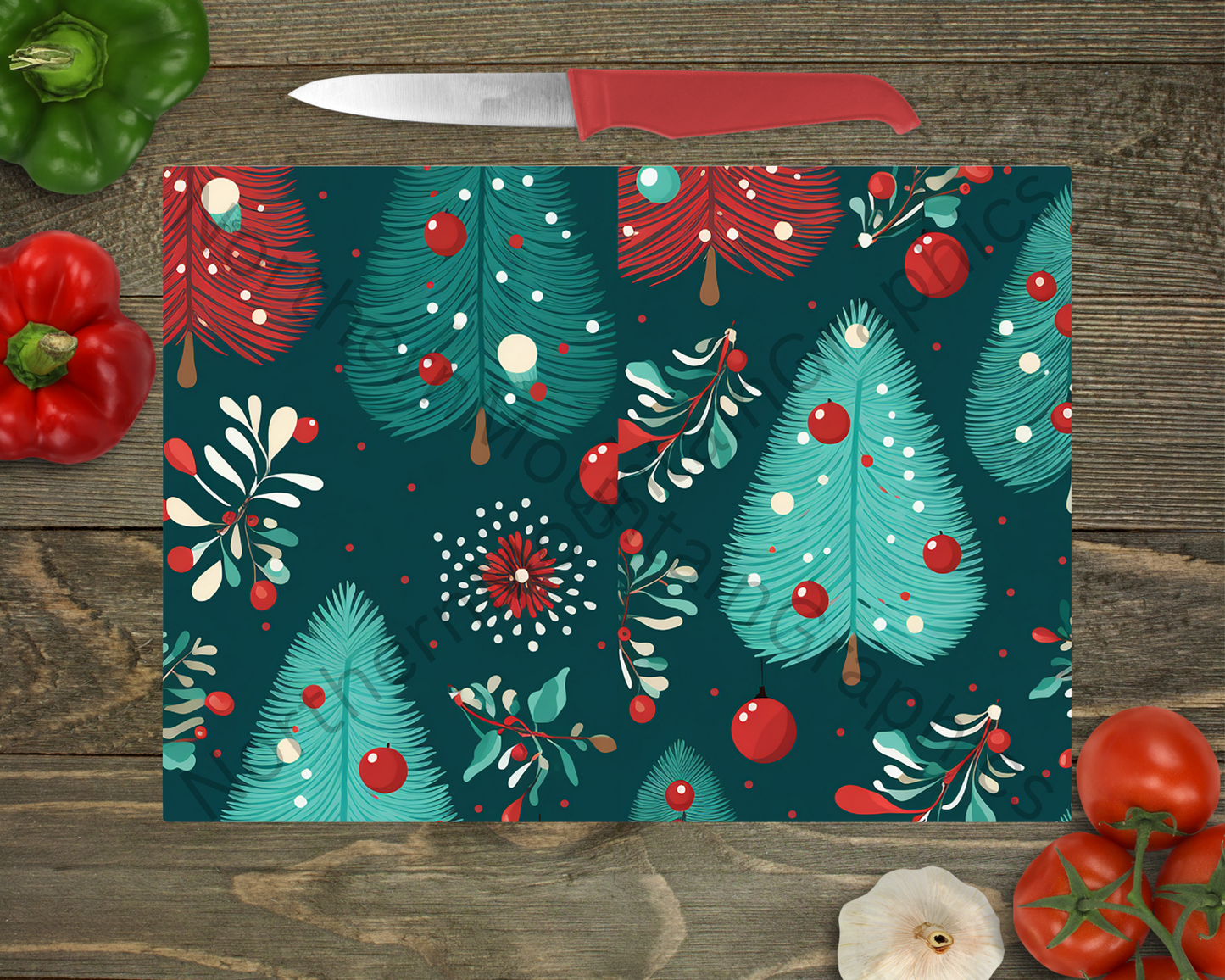 Glass Cutting Board Christmas